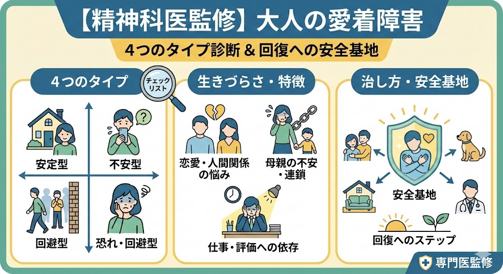【精神科医監修】大人の愛着障害とは？4つのタイプ診断と、今日からできる「安全基地」の作り方