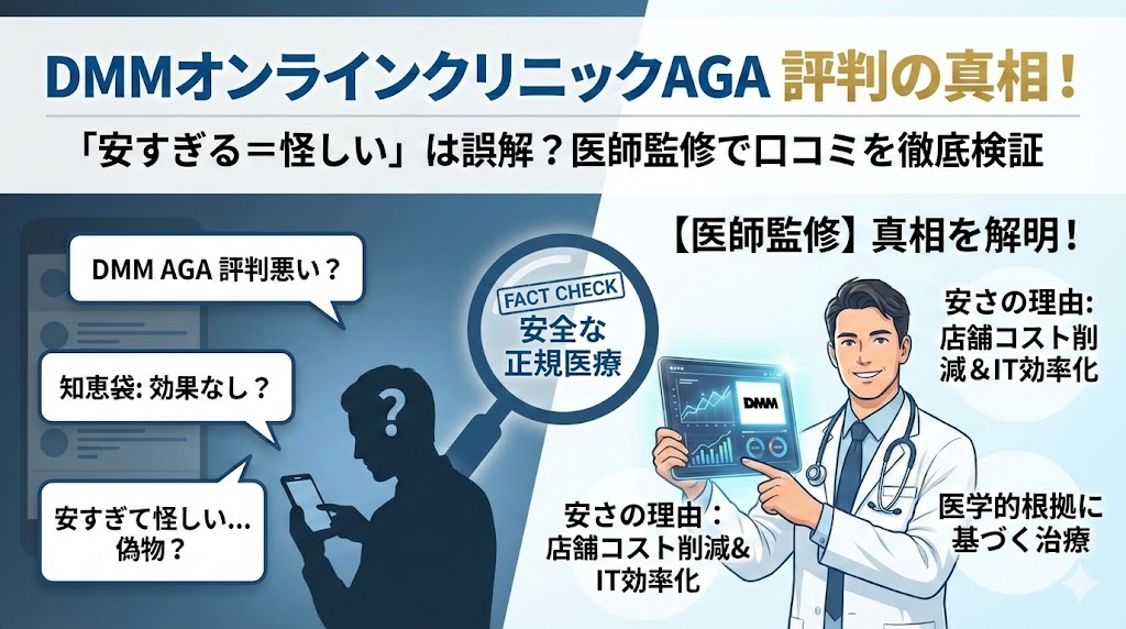 【医師監修】DMMオンラインクリニックAGAの評判は？安さの理由と「効果なし」の真相をデータ検証