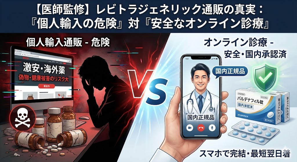 【医師監修】レビトラジェネリック通販の危険性と「安く・安全・即日」に入手する唯一の正攻法