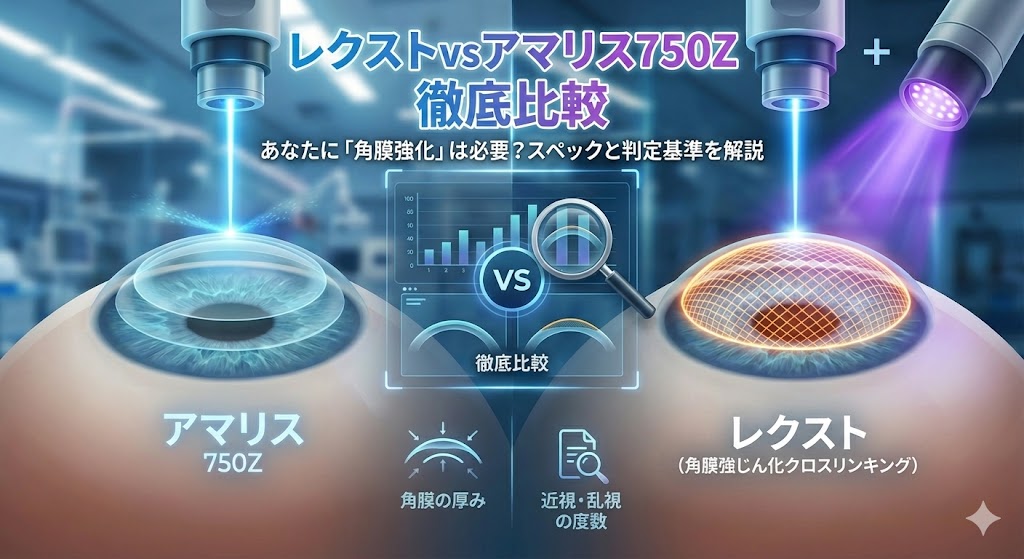 レクストとアマリス750Zの違いは？品川近視の「角膜強化」が必要な人の条件とスペック比較