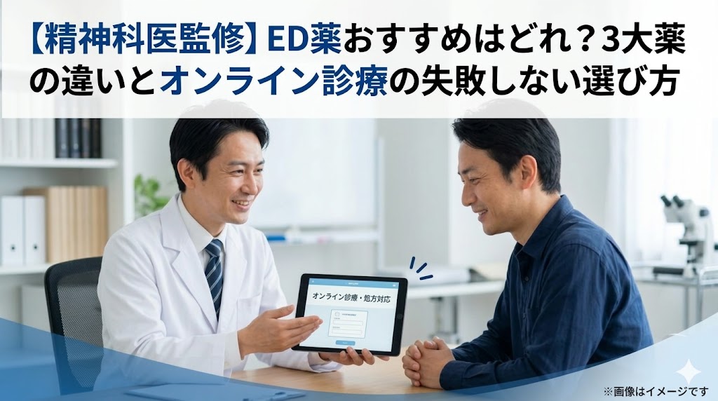 【精神科医監修】ED薬おすすめはどれ？3大薬の違いとオンライン診療の失敗しない選び方