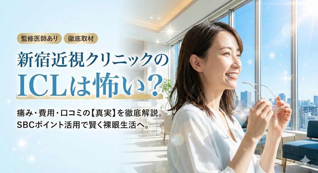 新宿近視クリニックでのICL手術について、痛み・費用・口コミの実態を解説する記事のアイキャッチ画像