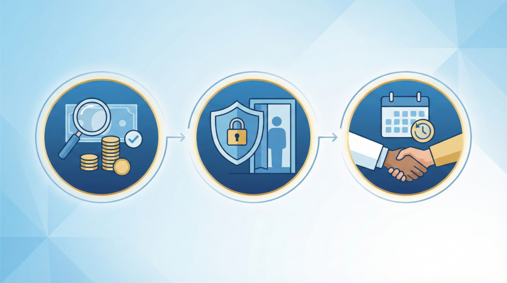 新宿のAGAクリニック選びで失敗しない3つの鉄則：料金の透明性・プライバシー配慮・通いやすさの図解