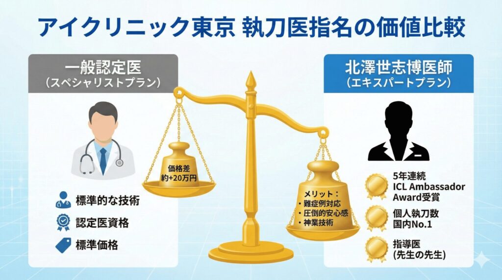 アイクリニック東京 北澤世志博医師 指名料 違い 比較