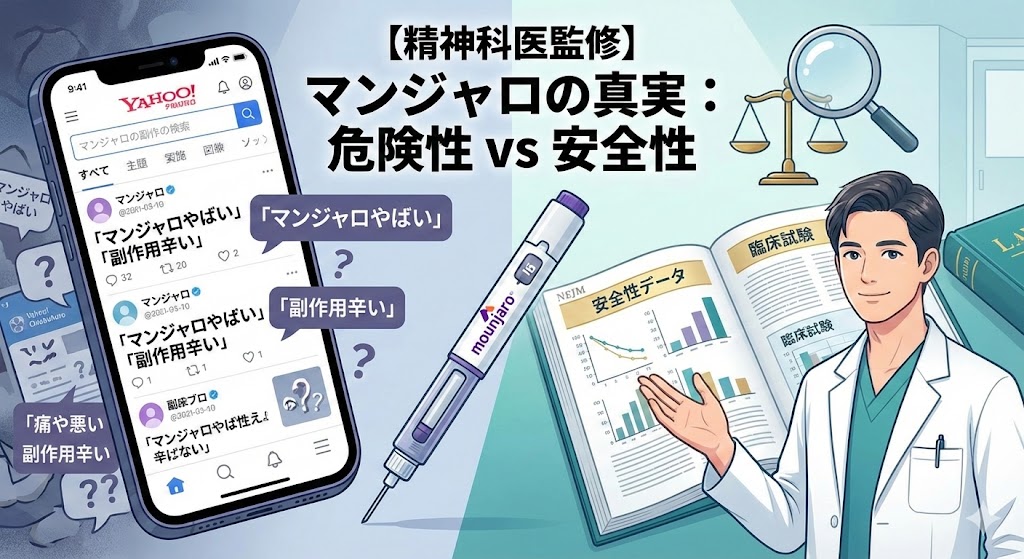 【精神科医監修】マンジャロは危険？知恵袋の「やばい」口コミと将来のリスクを論文から徹底検証