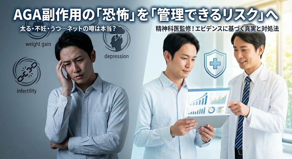 【精神科医監修】AGA治療薬の副作用は怖い?確率・不妊・うつの真実と「正しく恐れる」リスク管理術
