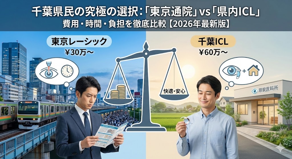千葉のレーシックおすすめ眼科は?「東京への通院」vs「県内ICL」費用と負担を徹底比較【2026年版】