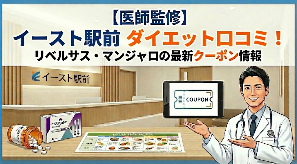【医師監修】イースト駅前クリニックダイエット口コミ!リベルサス・マンジャロの最新クーポン情報