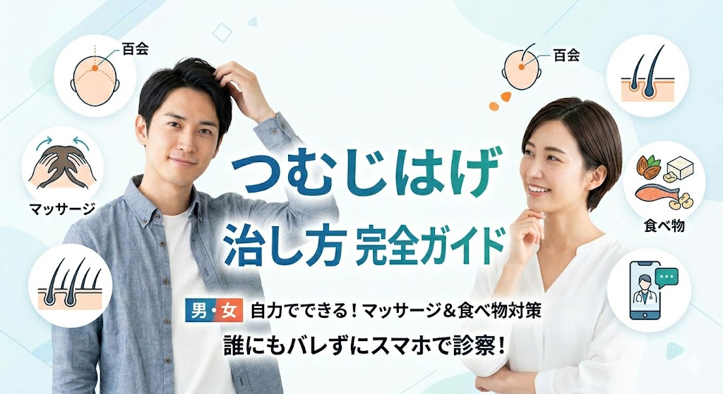 【精神科医監修】つむじはげは自力で治る？男女別の見分け方とマッサージ・食べ物対策