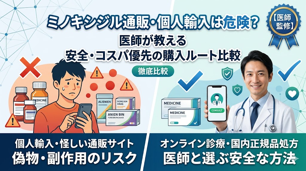 【精神科医監修】ミノキシジル通販・個人輸入サイトでの購入は危険?安全な処方ルートを徹底比較