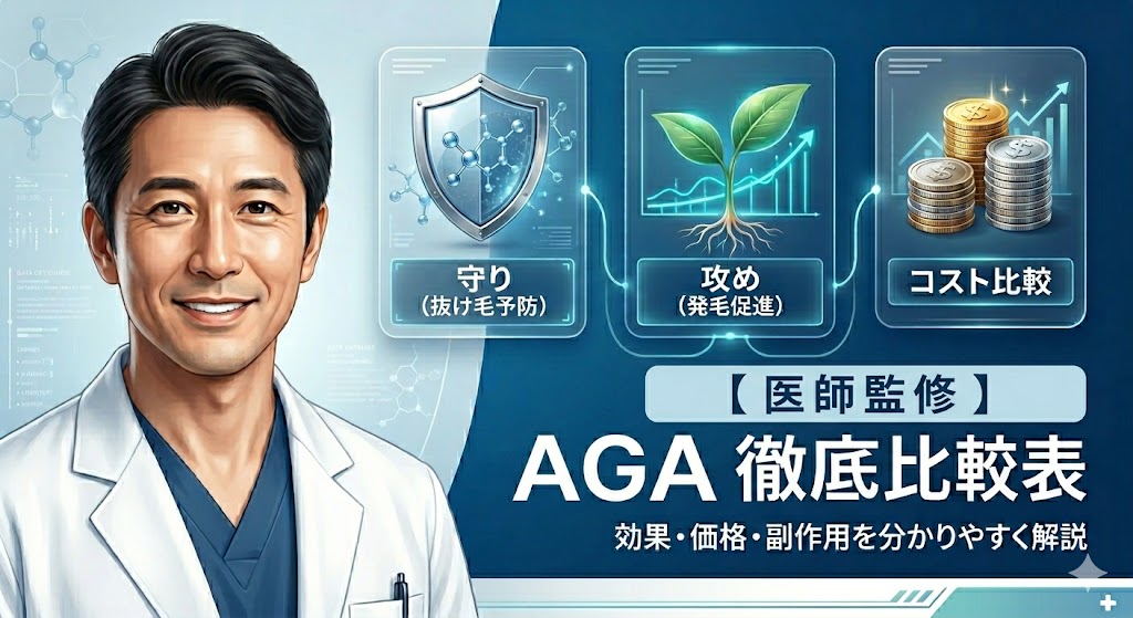 【医師監修】AGA治療薬の一覧と効果・副作用比較！安く安全な選び方