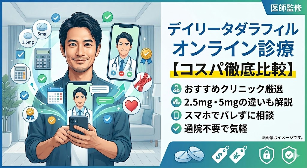 デイリータダラフィルのオンライン診療おすすめ2院！2.5mg・5mgの違いも解説