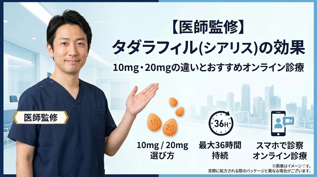 タダラフィル(シアリス)の効果！10mg・20mgの違いとおすすめオンライン診療